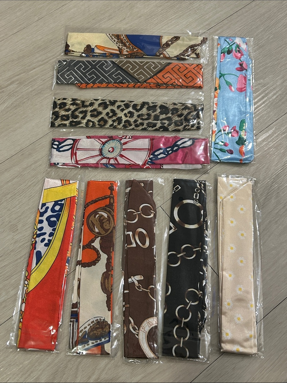 Purse Satin Scarf Set of 10 #23—Various Patterns and Colors